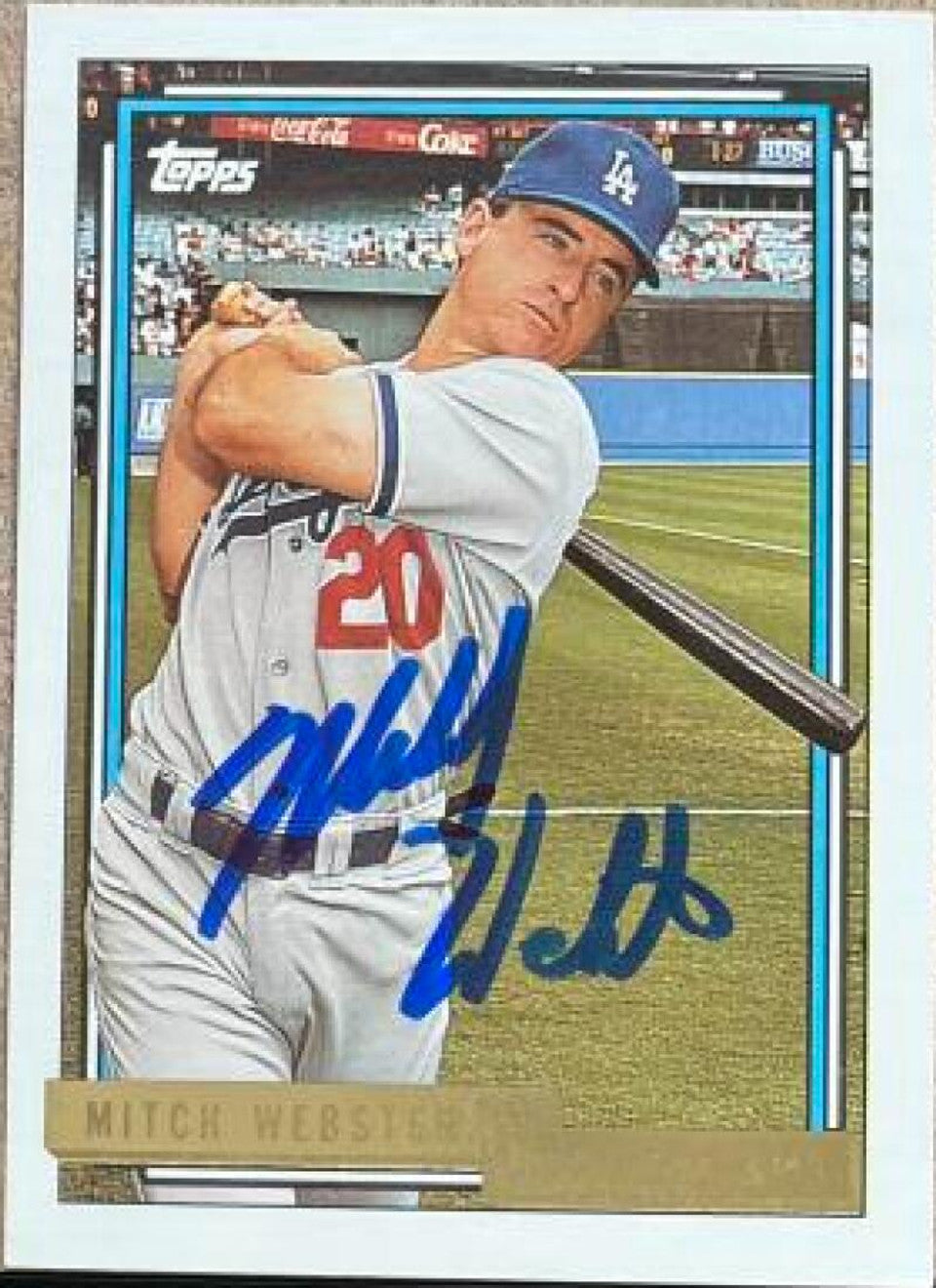 ミッチ・ウェブスター直筆サイン入り 1992 Topps ゴールド ベースボール カード - ロサンゼルス ドジャース