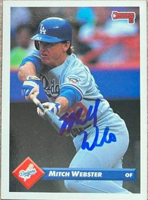 Mitch Webster Signed 1993 Donruss Baseball Card - Los Angeles Dodgers