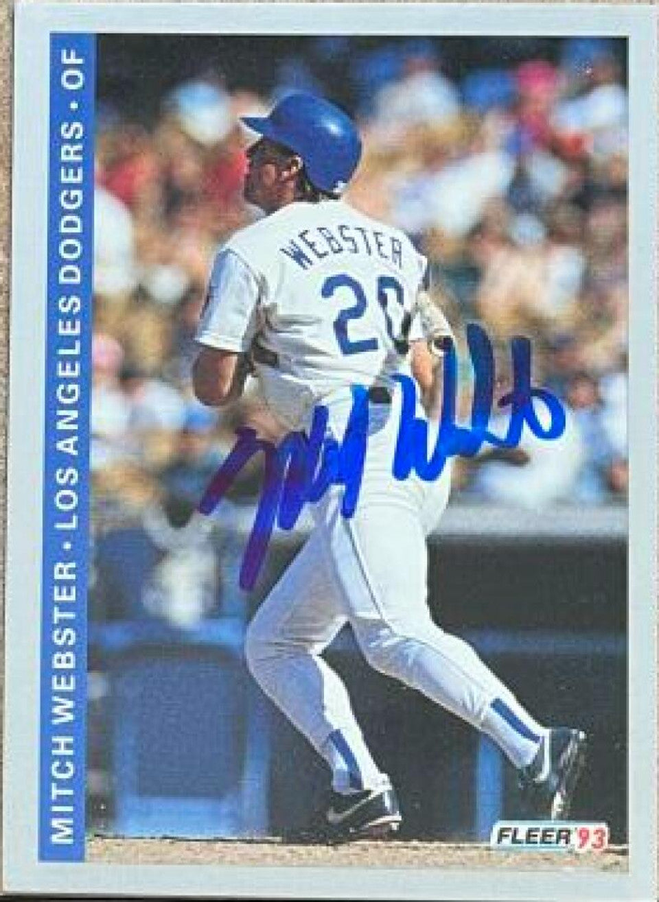 Mitch Webster Signed 1993 Fleer Baseball Card - Los Angeles Dodgers