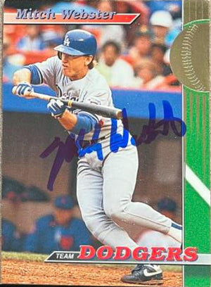 Mitch Webster Signed 1993 Stadium Club Team Baseball Card - Los Angeles Dodgers