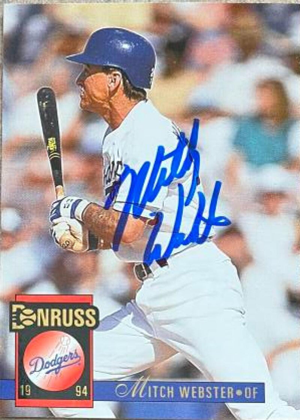 Mitch Webster Signed 1994 Donruss Baseball Card - Los Angeles Dodgers