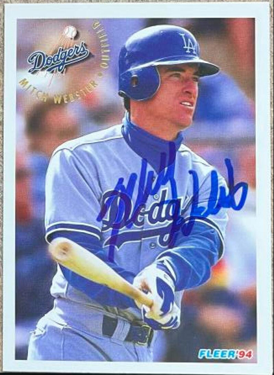 Mitch Webster Signed 1994 Fleer Baseball Card - Los Angeles Dodgers