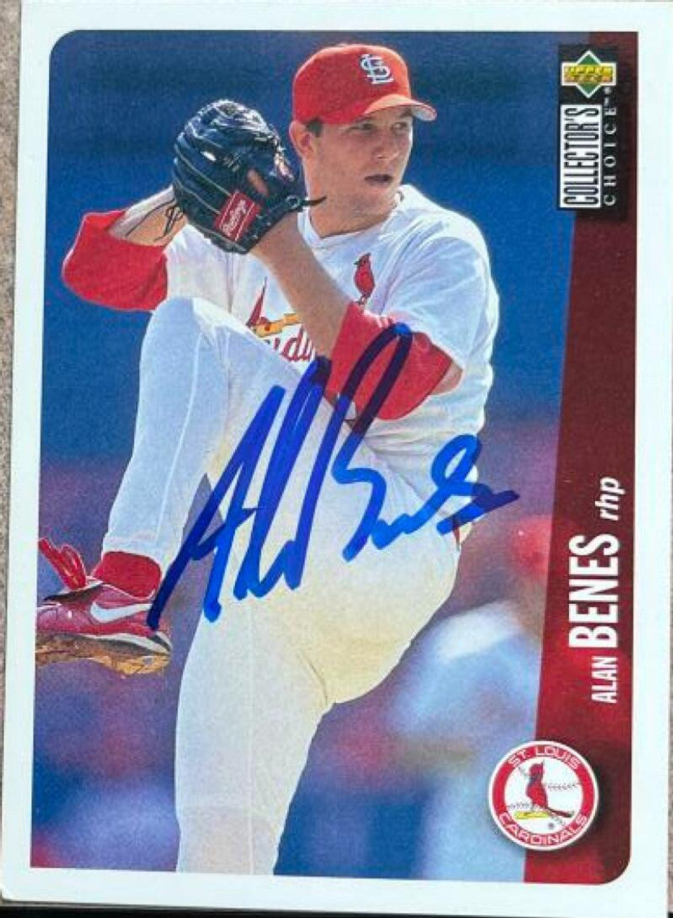 Alan Benes Signed 1996 Collector's Choice Baseball Card - St Louis Cardinals