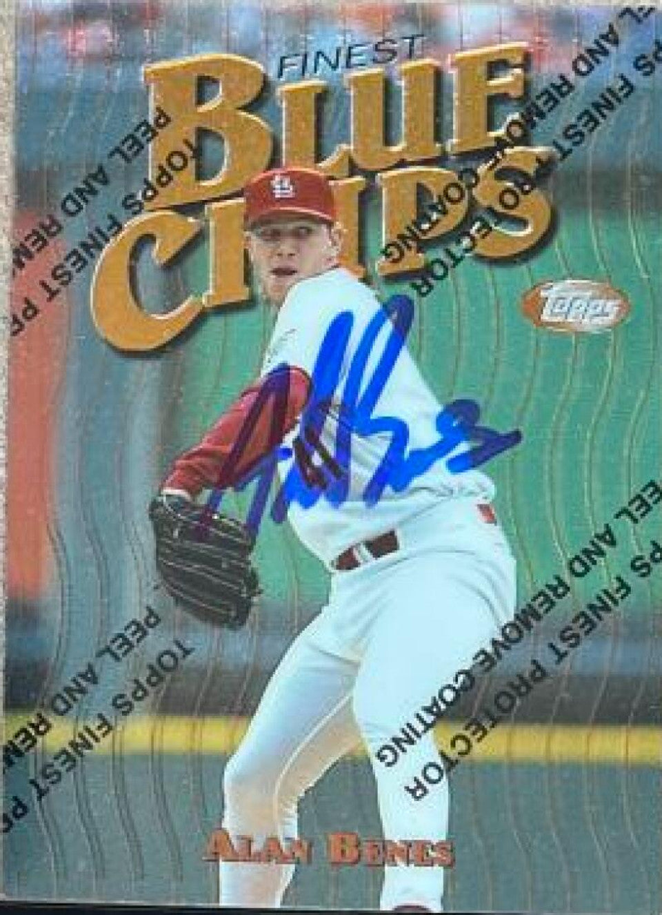 Alan Benes Signed 1997 Topps Finest Baseball Card - St Louis Cardinals