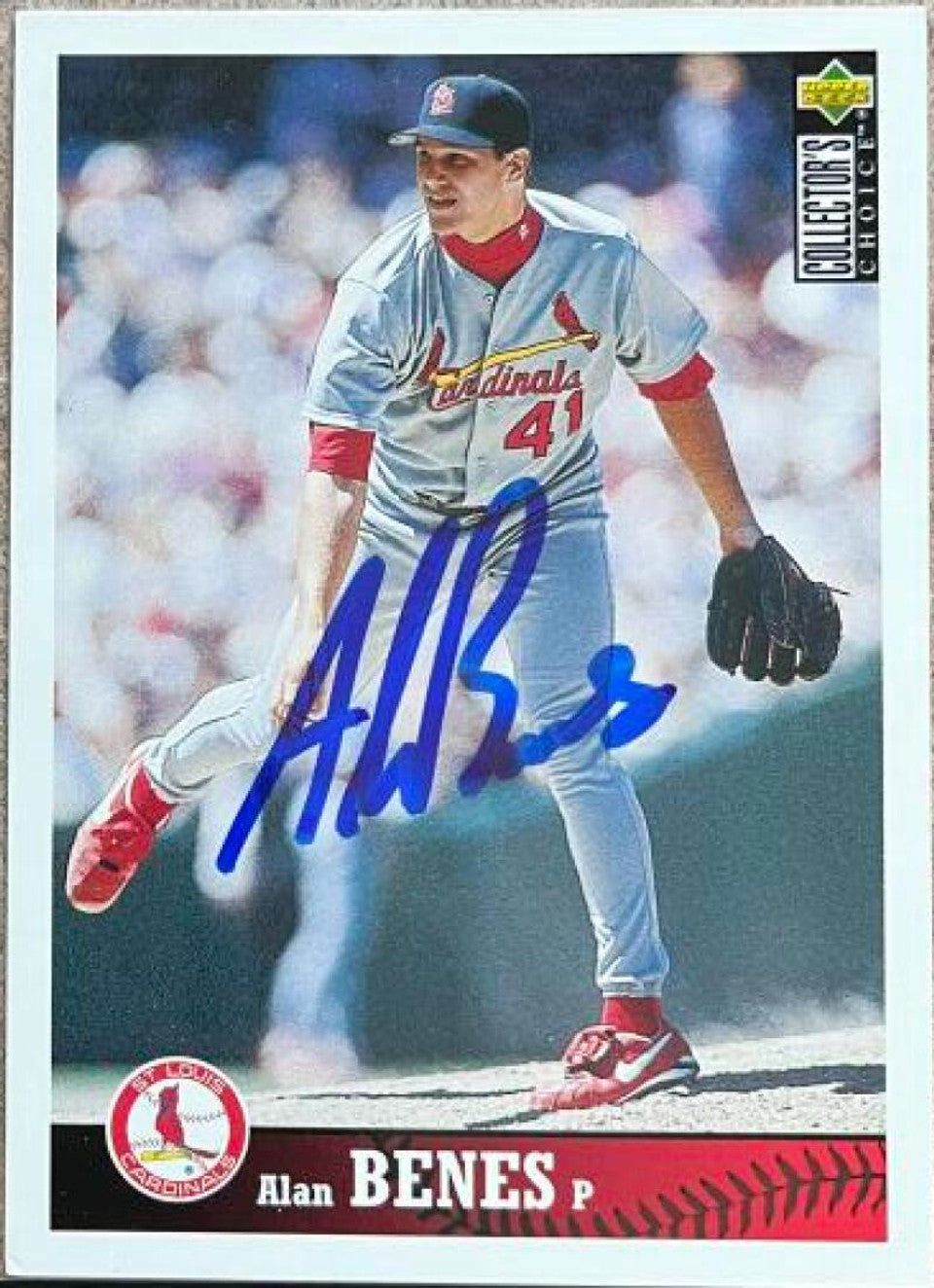 Alan Benes Signed 1997 Collector's Choice Baseball Card - St Louis Cardinals