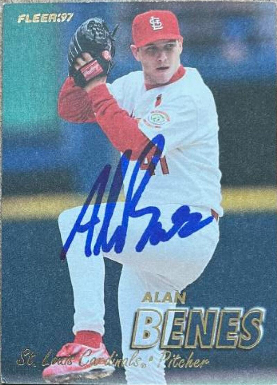 Alan Benes Signed 1997 Fleer Baseball Card - St Louis Cardinals