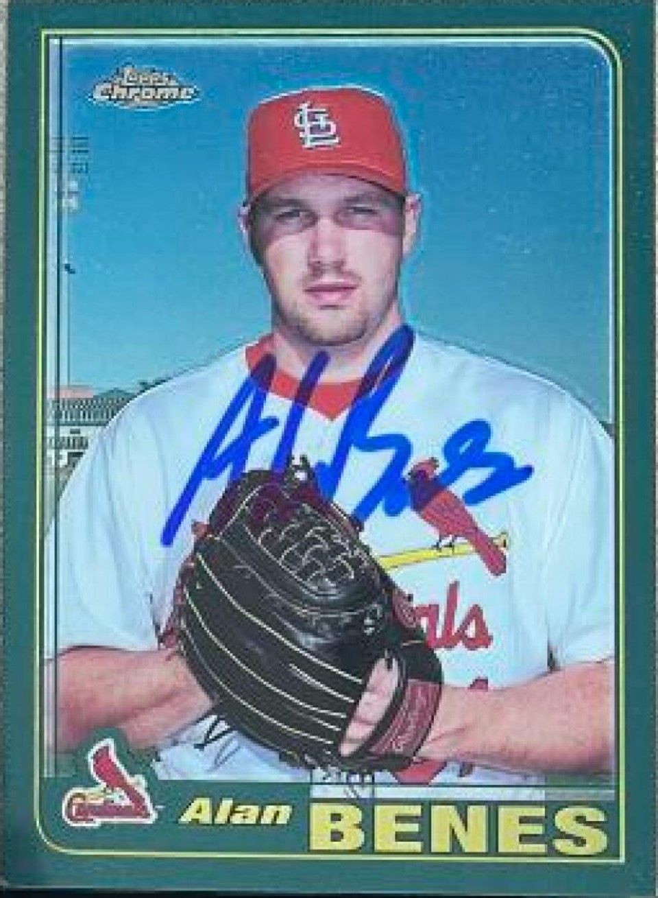 Alan Benes Signed 2001 Topps Chrome Baseball Card - St Louis Cardinals