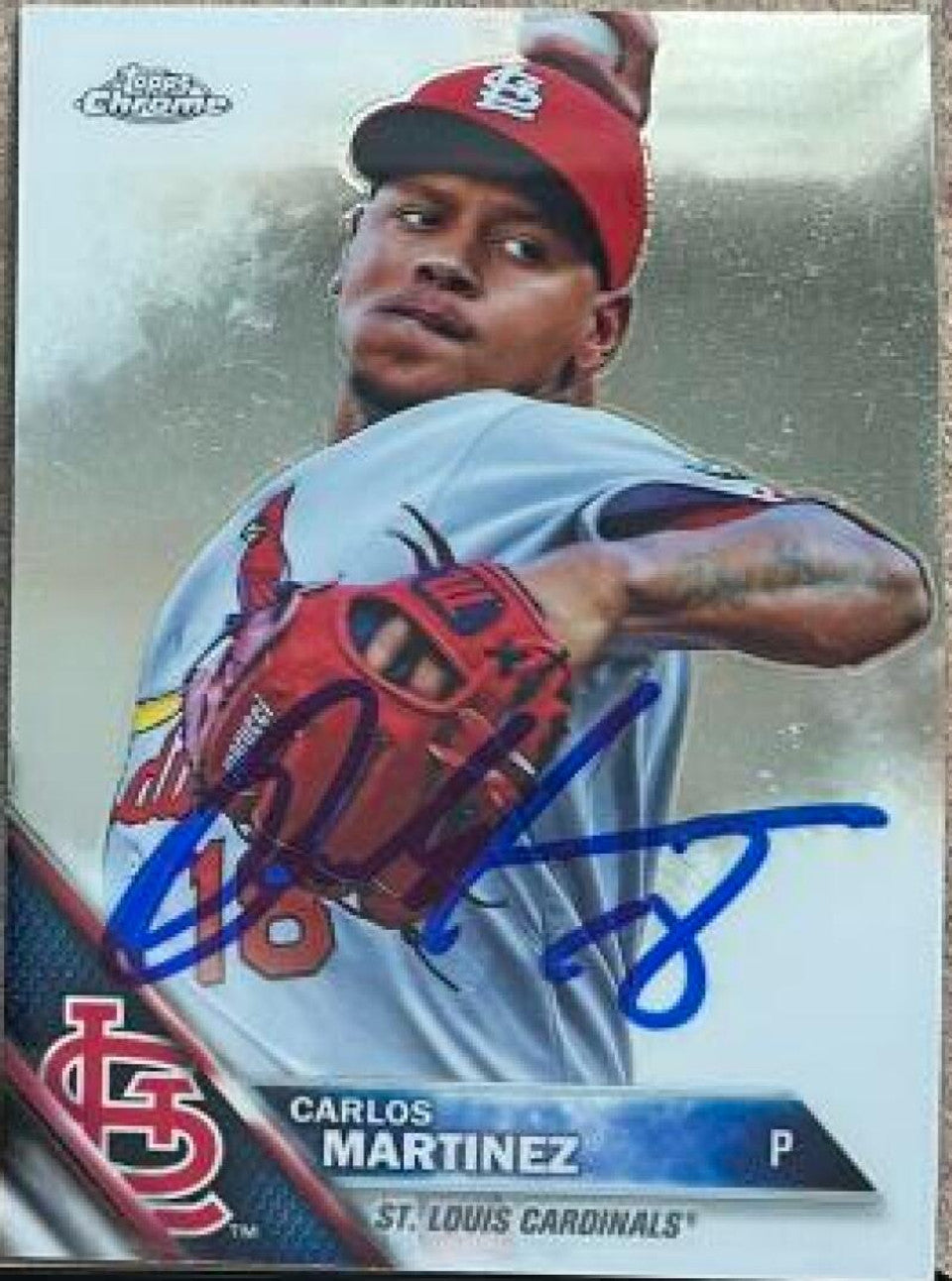 Carlos Martinez Signed 2016 Topps Chrome Baseball Card - St Louis Cardinals