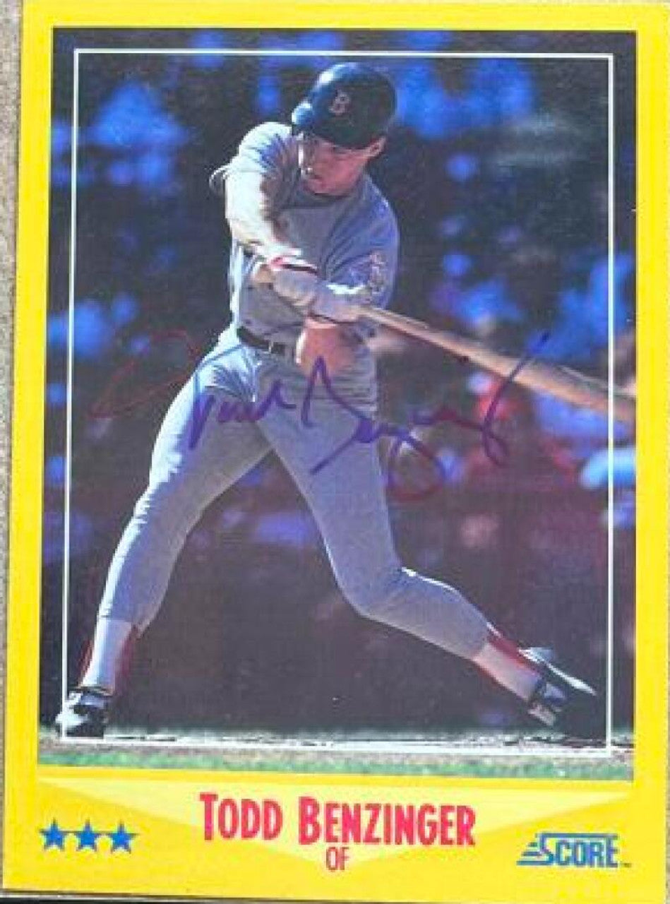 Todd Benzinger Signed 1988 Score Baseball Card - Boston Red Sox