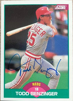 Todd Benzinger Signed 1989 Score Rookie & Traded Baseball Card - Cincinnati Reds