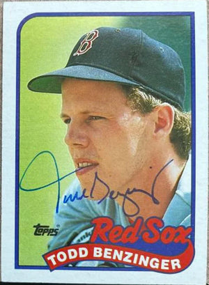 Todd Benzinger Signed 1989 Topps Baseball Card - Boston Red Sox