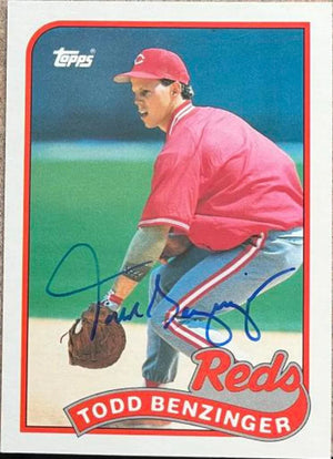 Todd Benzinger Signed 1989 Topps Traded Baseball Card - Cincinnati Reds