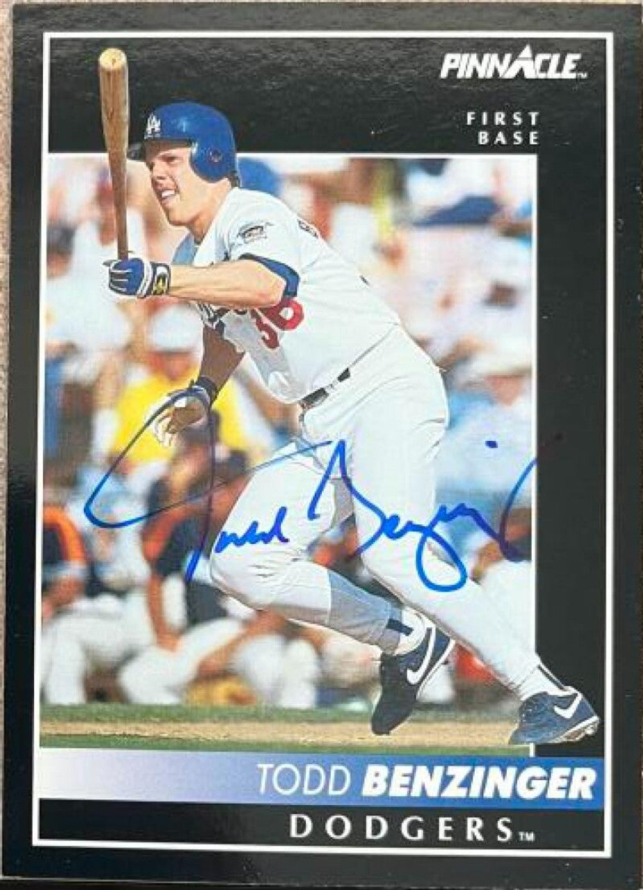 Todd Benzinger Signed 1992 Pinnacle Baseball Card - Los Angeles Dodgers