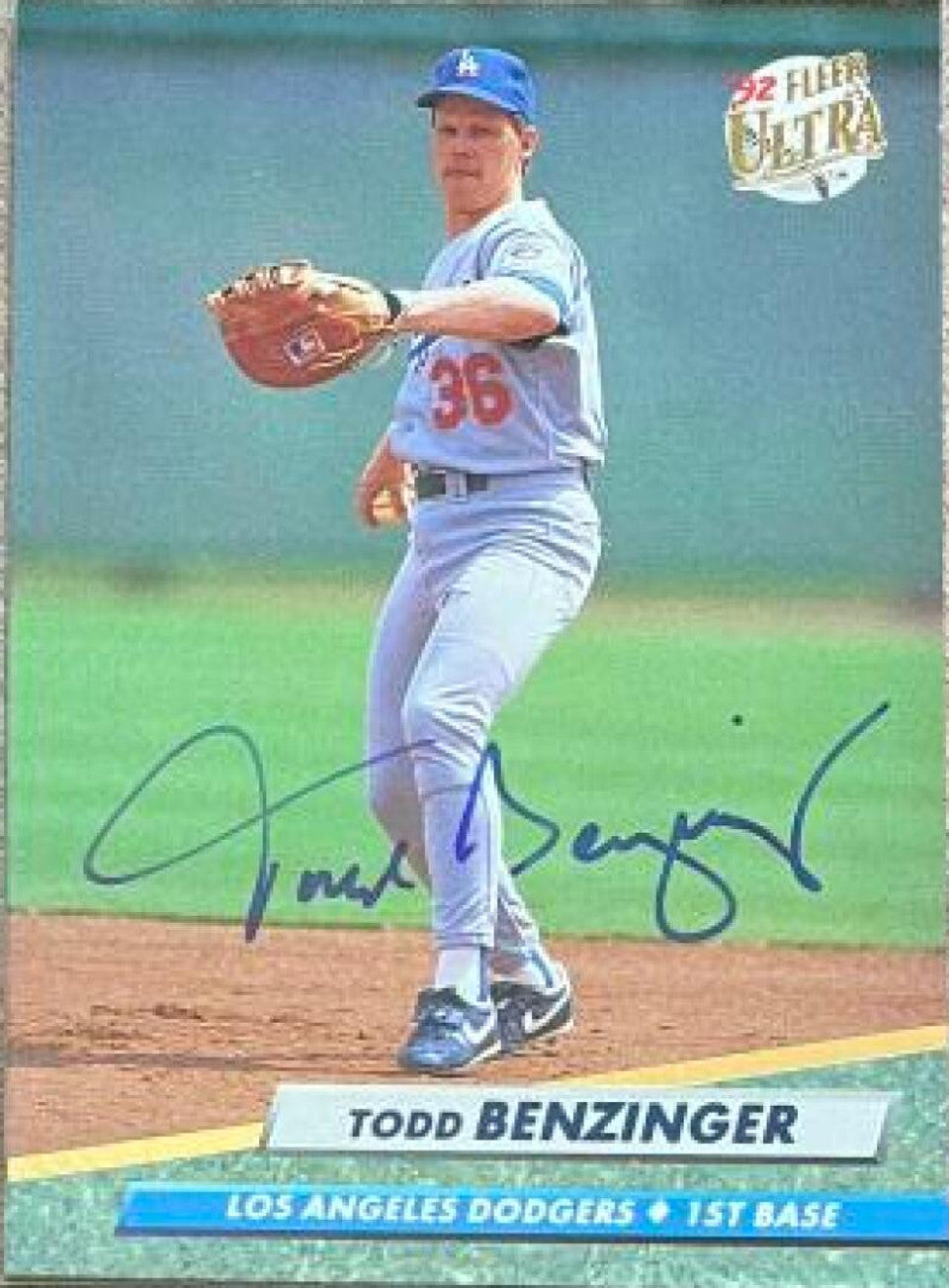 Todd Benzinger Signed 1992 Fleer Ultra Baseball Card - Los Angeles Dodgers