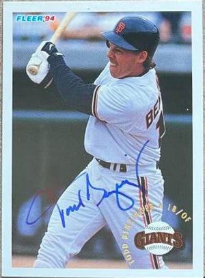 Todd Benzinger Signed 1994 Fleer Baseball Card - San Francisco Giants