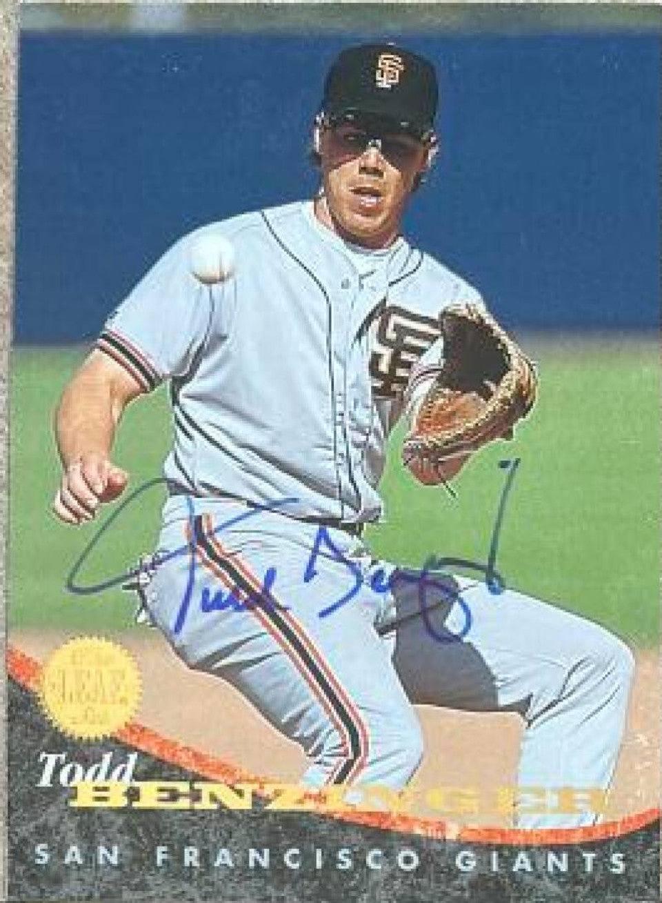 Todd Benzinger Signed 1994 Leaf Baseball Card - San Francisco Giants