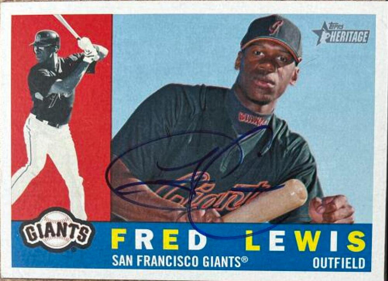 Fred Lewis Signed 2009 Topps Heritage Baseball Card - San Francisco Giants