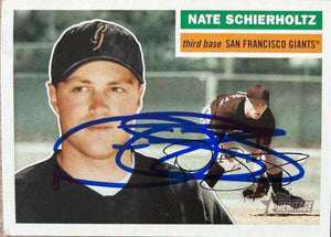 ネイト・シャーホルツ サイン入り 2005 Topps Heritage ベースボールカード - サンフランシスコ ジャイアンツ