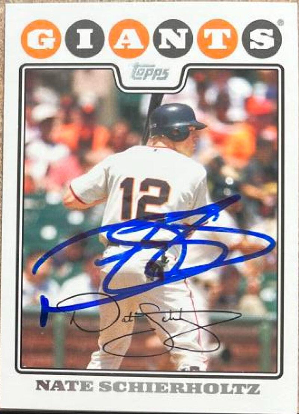 ネイト・シャーホルツ サイン入り 2008 Topps ベースボールカード - サンフランシスコ ジャイアンツ