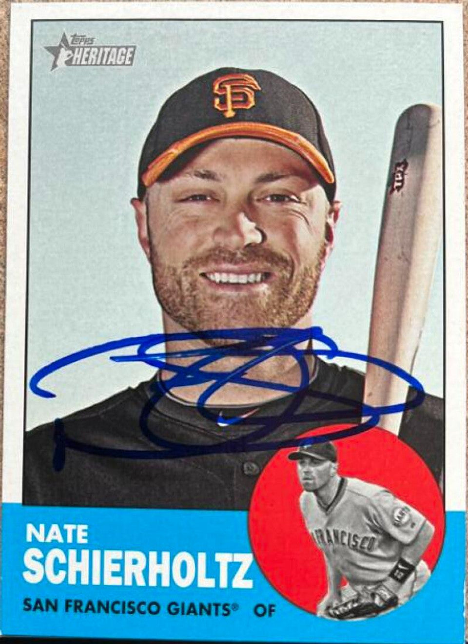 Nate Schierholtz Signed 2012 Topps Heritage Baseball Card - San Francisco Giants