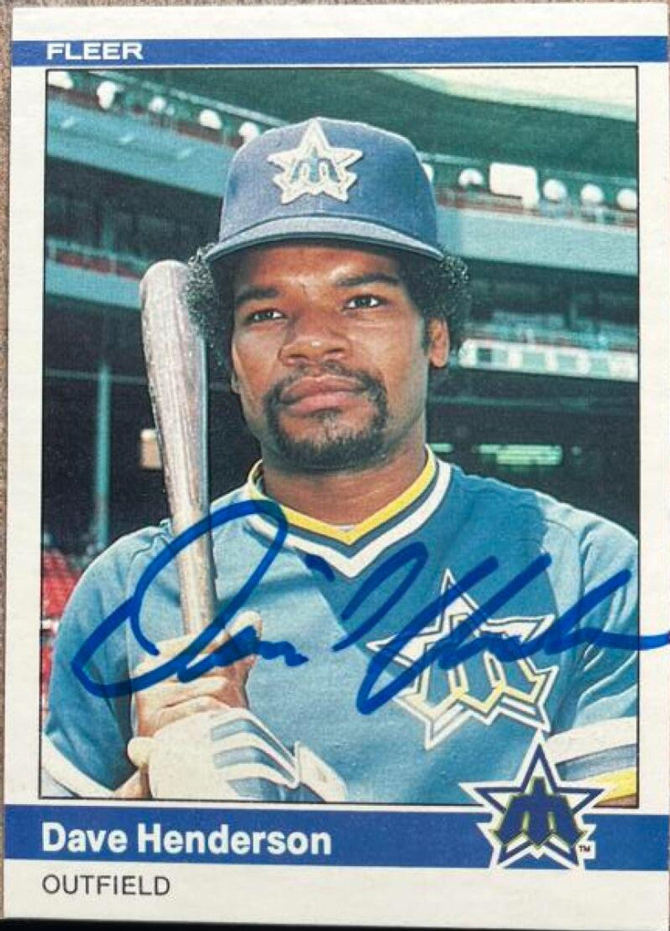 Dave Henderson Signed 1984 Fleer Baseball Card - Seattle Mariners