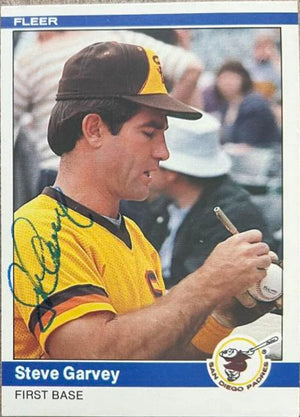 Steve Garvey Signed 1984 Fleer Baseball Card - San Diego Padres