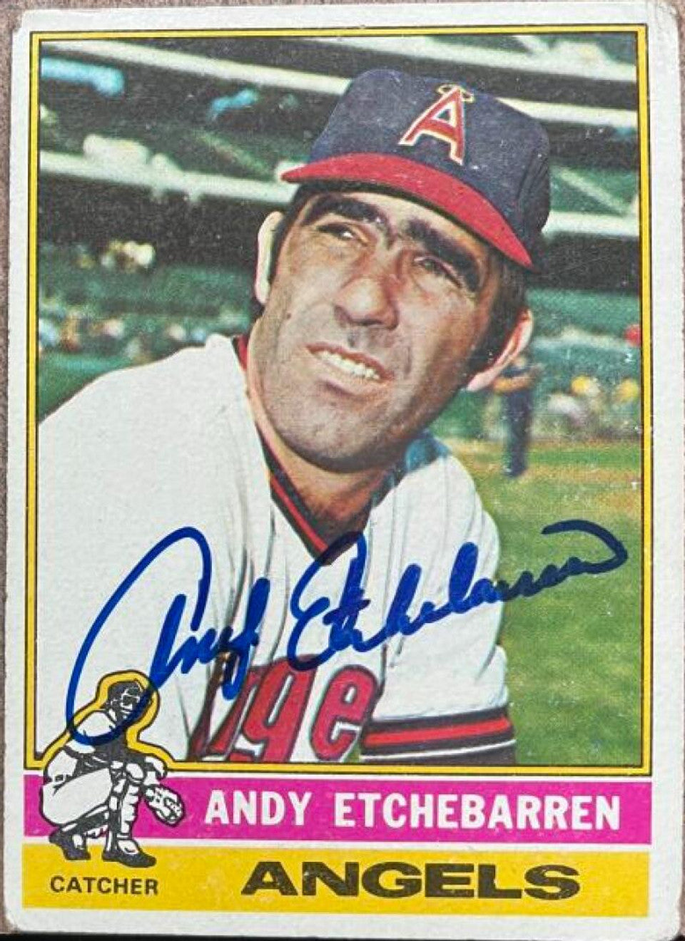 Andy Etchebarren Signed 1976 Topps Baseball Card - California Angels