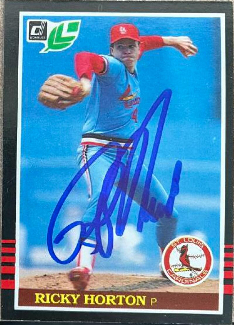 Ricky Horton Signed 1985 Leaf Baseball Card - St Louis Cardinals