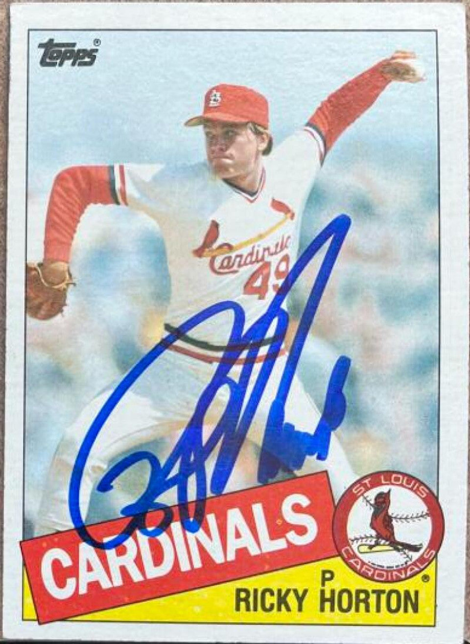 Ricky Horton Signed 1985 Topps Baseball Card - St Louis Cardinals