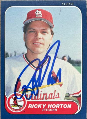 Ricky Horton Signed 1986 Fleer Baseball Card - St Louis Cardinals