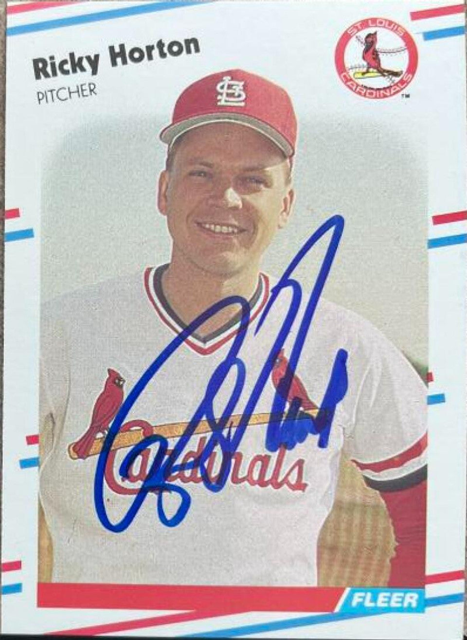 Ricky Horton Signed 1988 Fleer Baseball Card - St Louis Cardinals