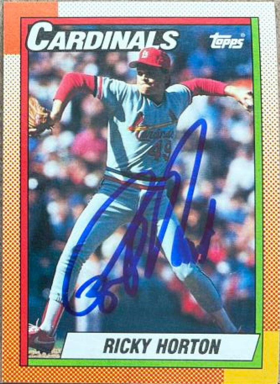 リッキー・ホートン サイン入り 1990 Topps ベースボールカード - セントルイス・カーディナルス