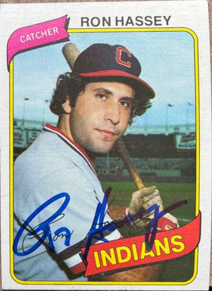 Ron Hassey Signed 1980 Topps Baseball Card - Cleveland Indians