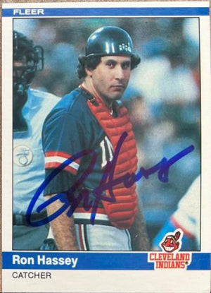 Ron Hassey Signed 1984 Fleer Baseball Card - Cleveland Indians