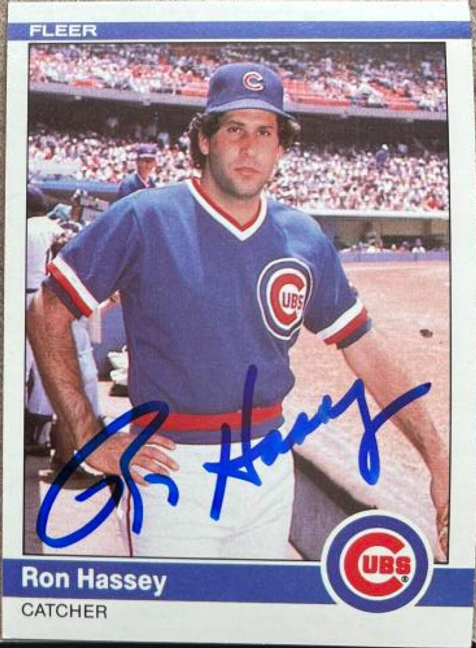 Ron Hassey Signed 1984 Fleer Update Baseball Card - Chicago Cubs