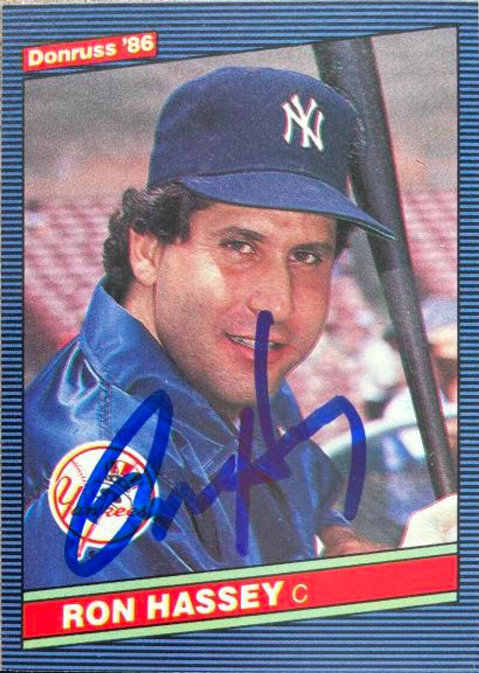 Ron Hassey Signed 1986 Donruss Baseball Card - New York Yankees