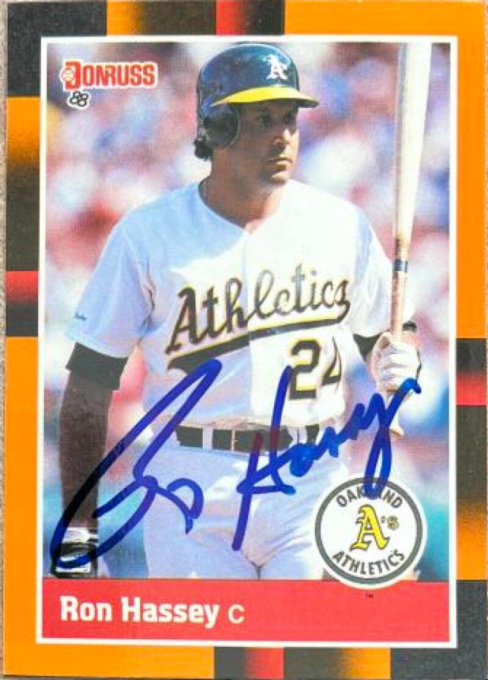 Ron Hassey Signed 1988 Donruss Baseball's Best Baseball Card - Oakland A's