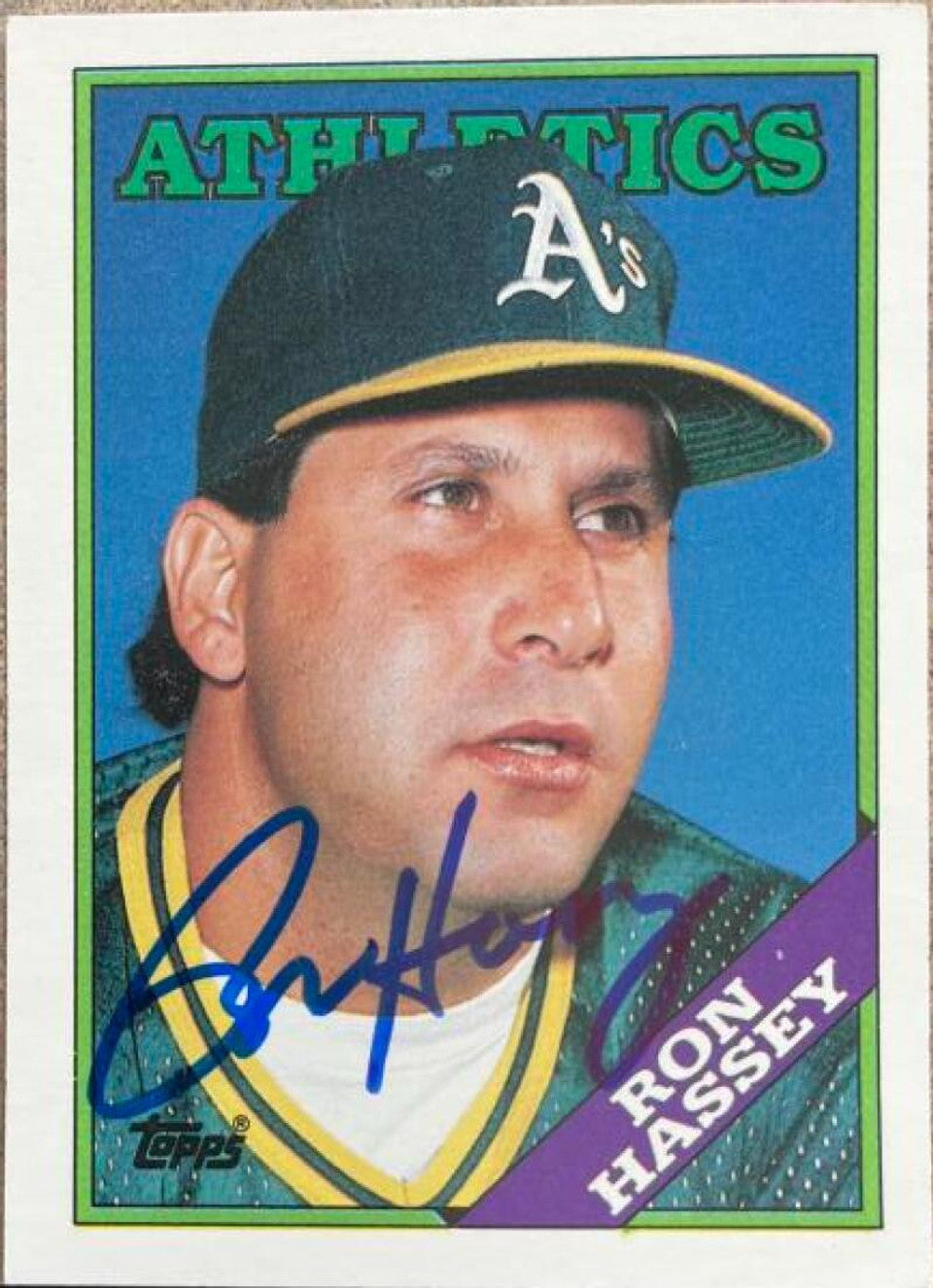 Ron Hassey Signed 1988 Topps Traded Baseball Card - Oakland A's