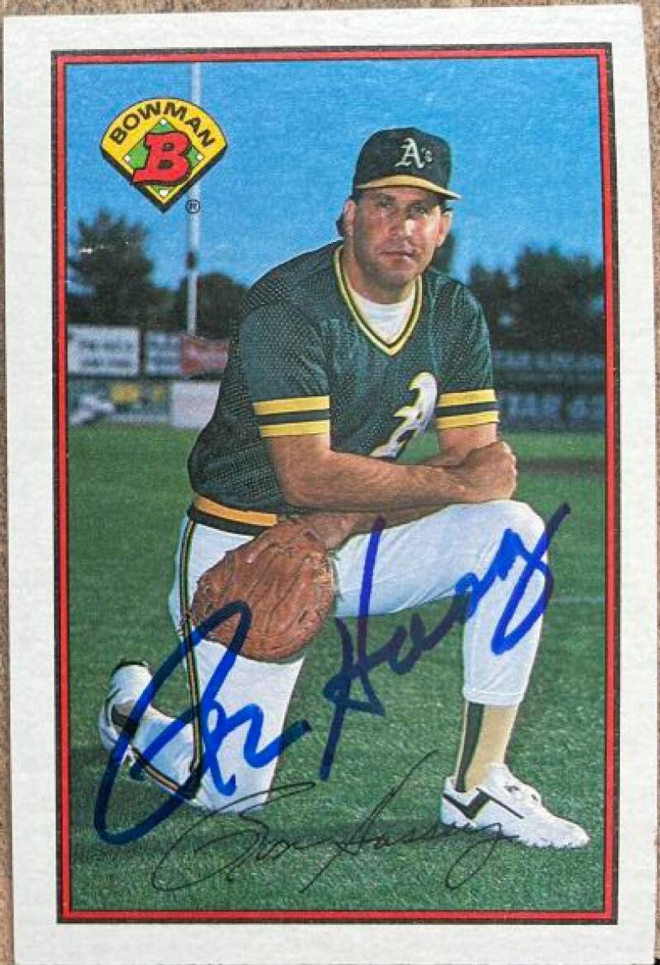 Ron Hassey Signed 1989 Bowman Baseball Card - Oakland A's