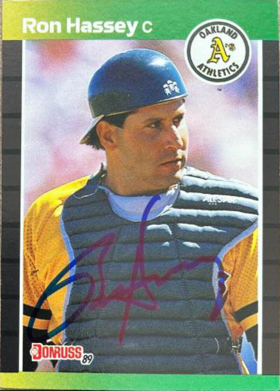 Ron Hassey Signed 1989 Donruss Baseball Card - Oakland A's