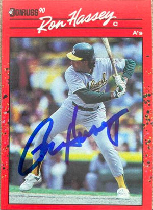 Ron Hassey Signed 1990 Donruss Baseball Card - Oakland A's