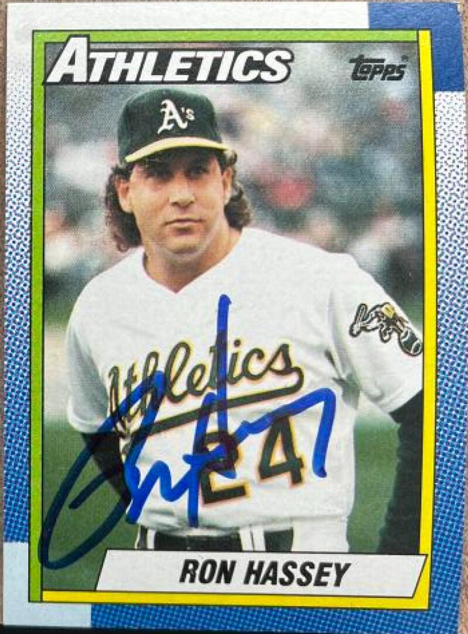 Ron Hassey Signed 1990 Topps Baseball Card - Oakland A's