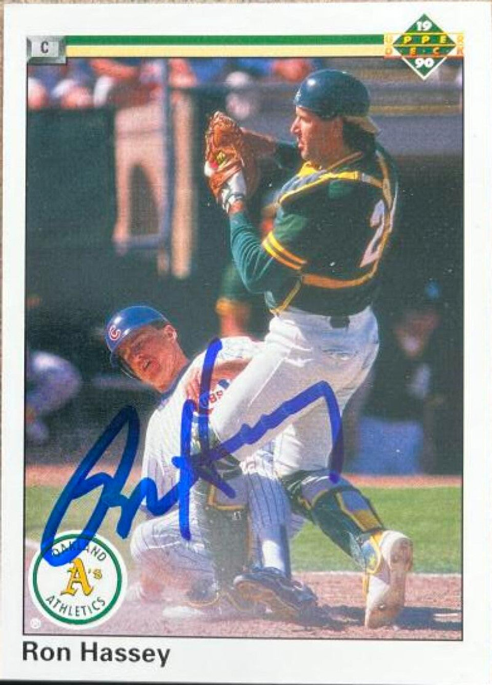 Ron Hassey Signed 1990 Upper Deck Baseball Card - Oakland A's