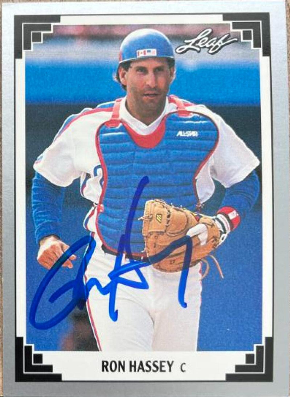 Ron Hassey Signed 1991 Leaf Baseball Card - Montreal Expos