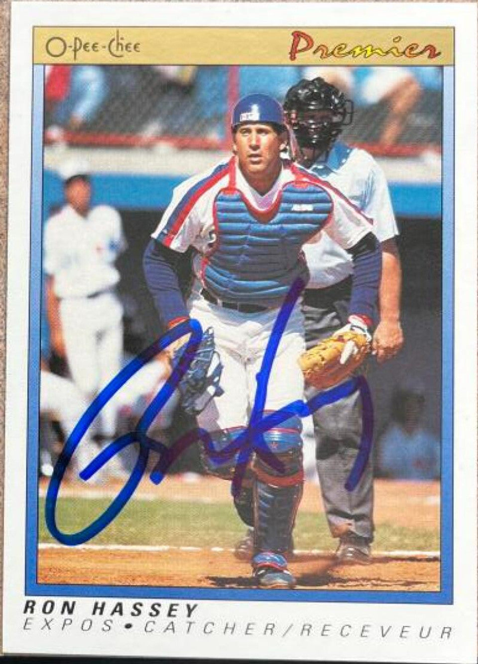 Ron Hassey Signed 1991 O-Pee-Chee Premier Baseball Card - Montreal Expos