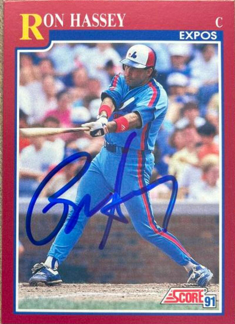 Ron Hassey Signed 1991 Score Rookie & Traded Baseball Card - Montreal Expos