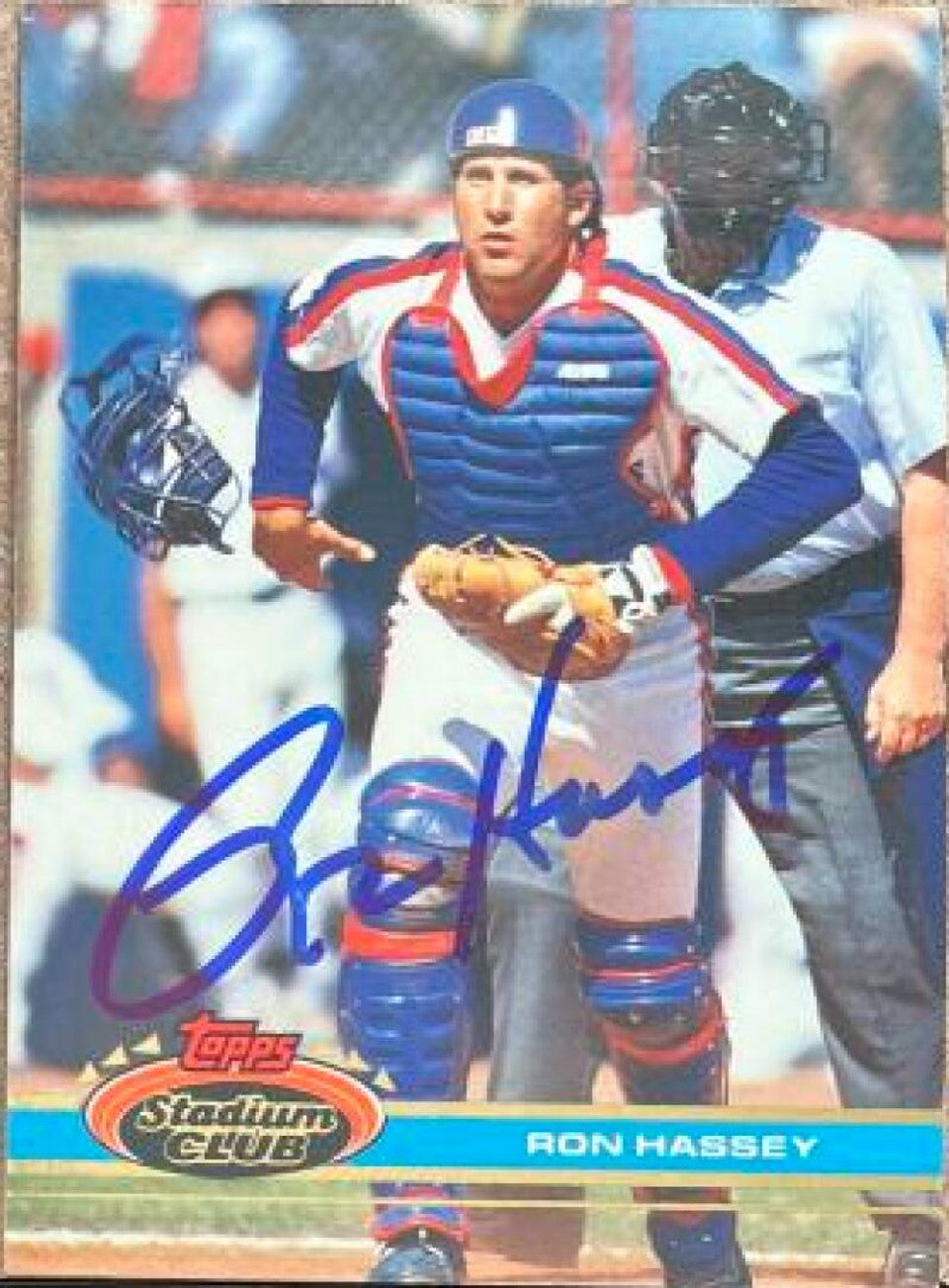 Ron Hassey Signed 1991 Stadium Club Baseball Card - Montreal Expos