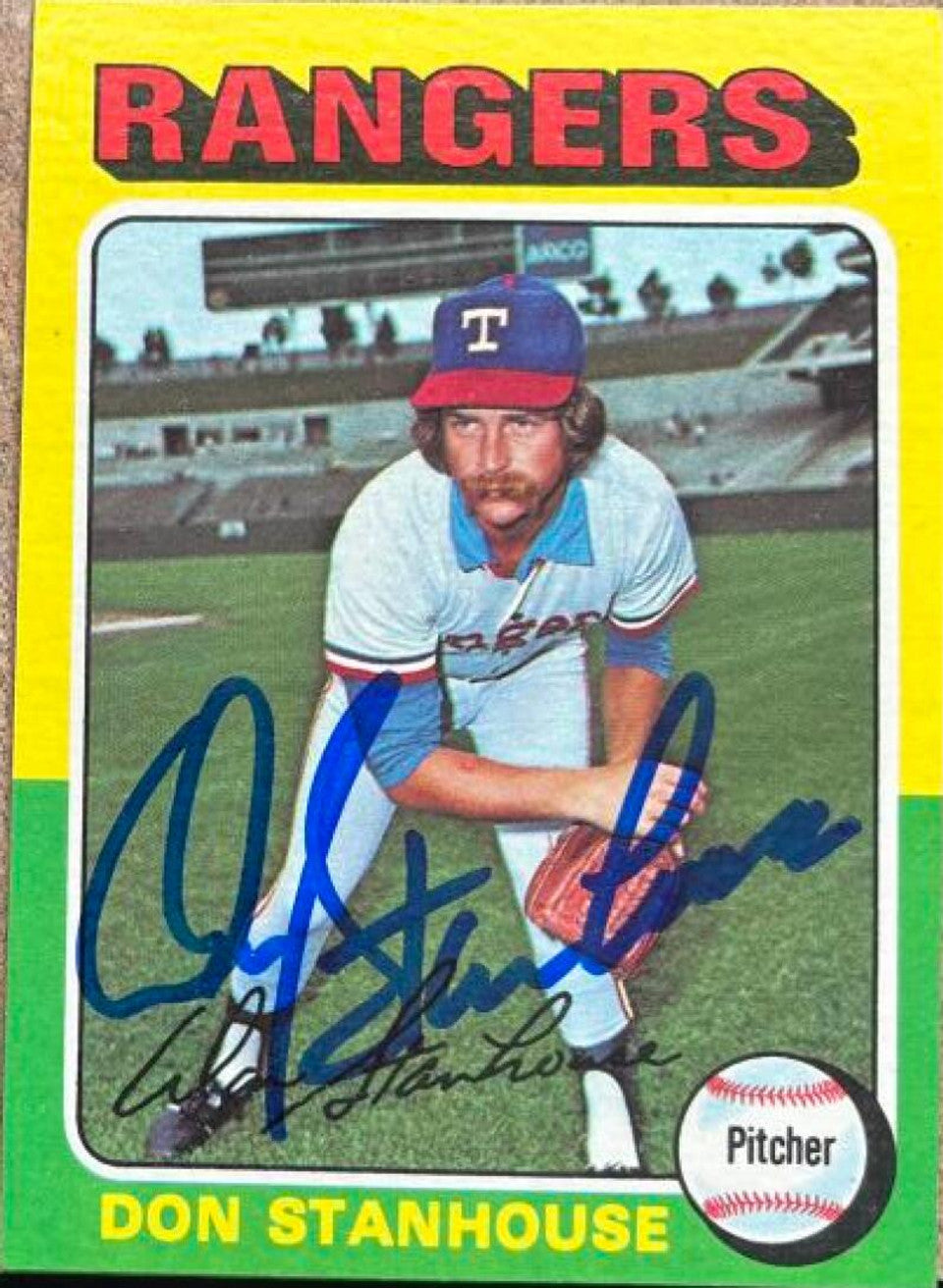 Don Stanhouse Signed 1975 Topps Baseball Card - Texas Rangers