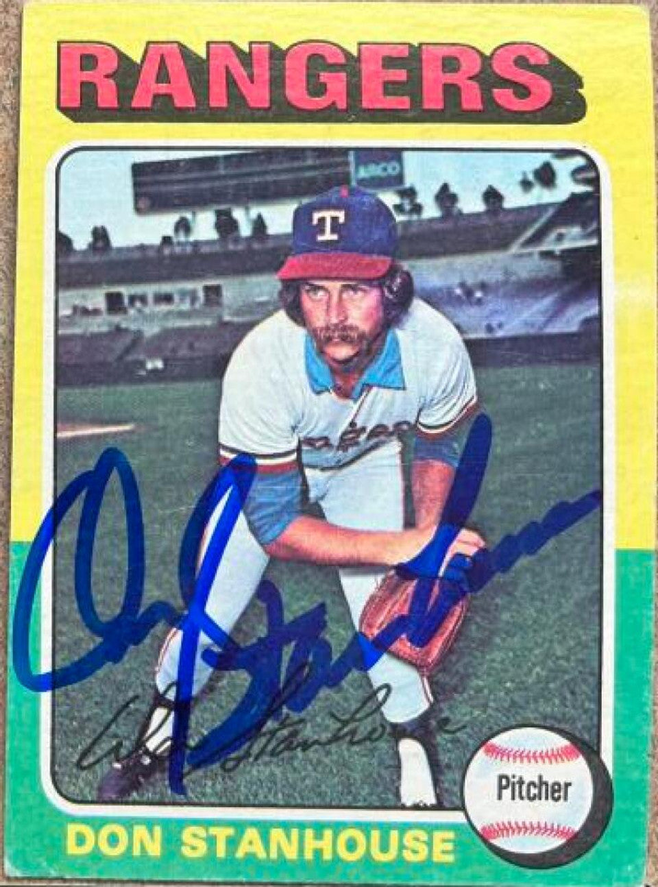 Don Stanhouse Signed 1975 Topps Mini Baseball Card - Texas Rangers