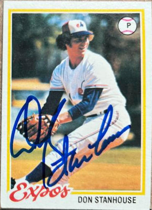 Don Stanhouse Signed 1978 Topps Baseball Card - Montreal Expos